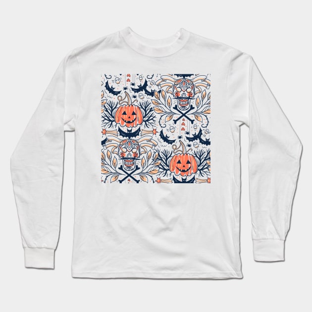 Halloween Orange Pattern Long Sleeve T-Shirt by HeavenlyTrashy